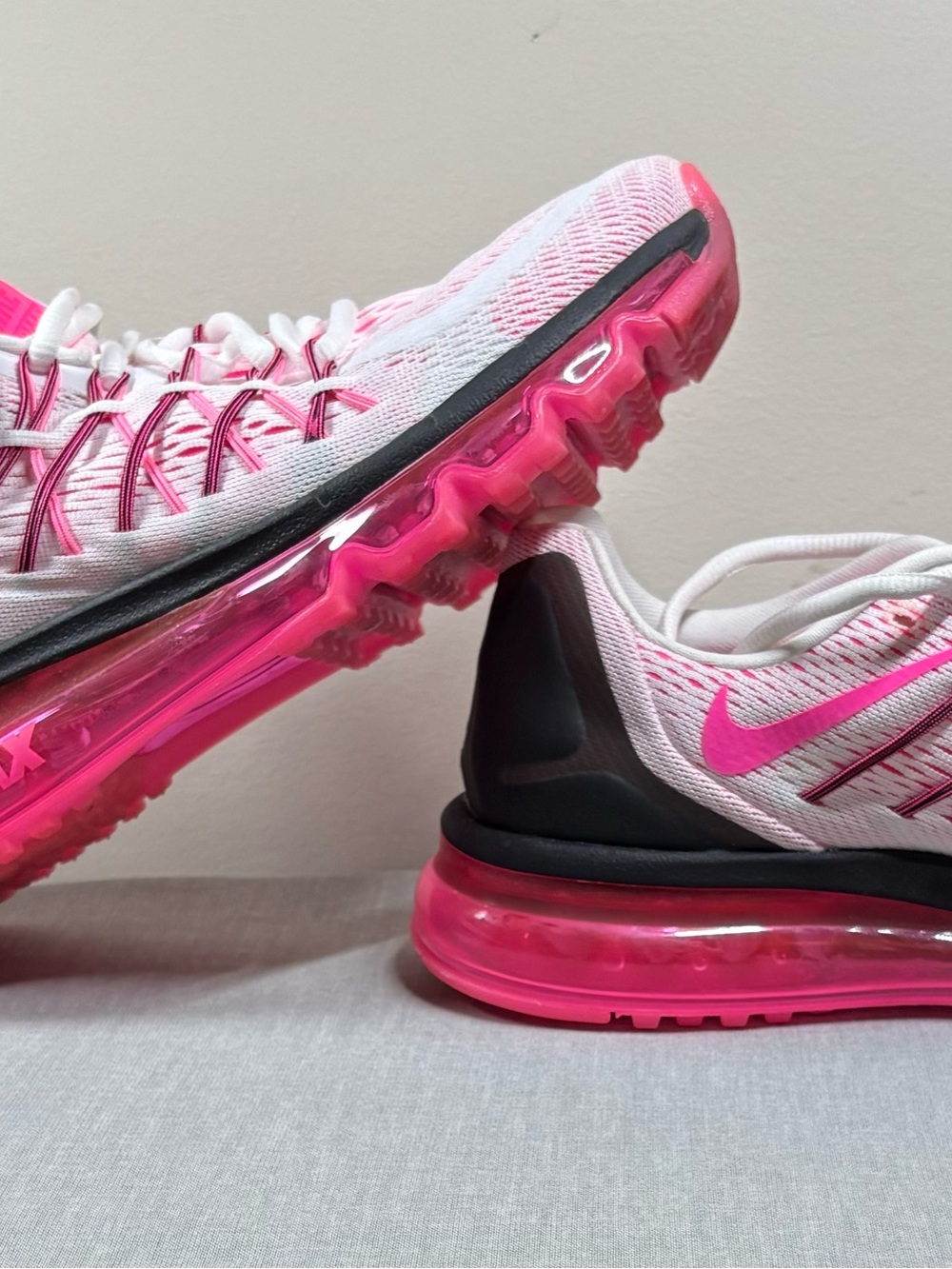 Nike Air Max 2015 White Pink Pow Women's Size 9 Running Shoes 698903-106